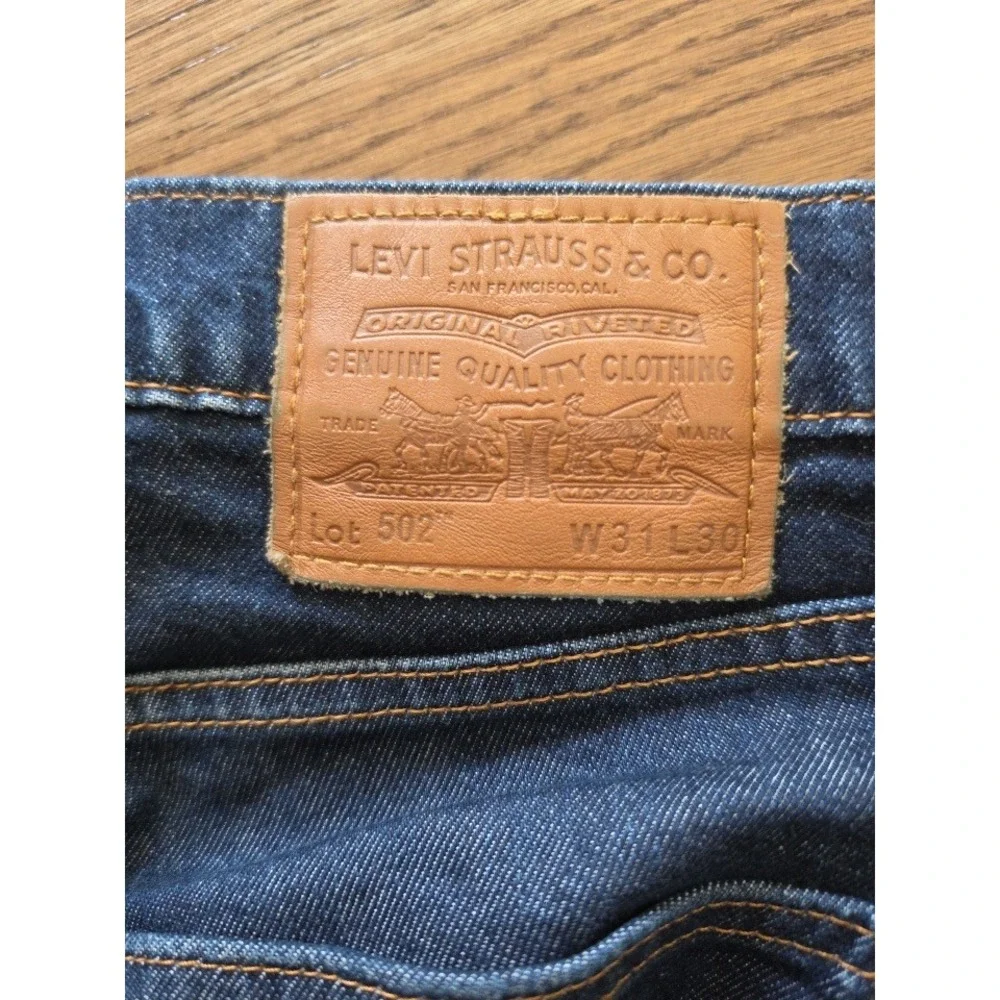 Levis lot 502 big E Slim Fit Jeans Mens Dark Indigo Blue Denim Pants W29 L30